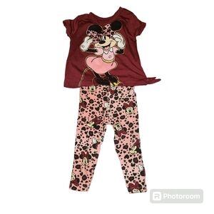 NWOT Minnie Mouse leopard print pink outfit 12M